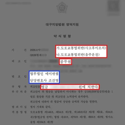 공무원음주운전+사고후미조치, 벌금형으로 퇴직 방어